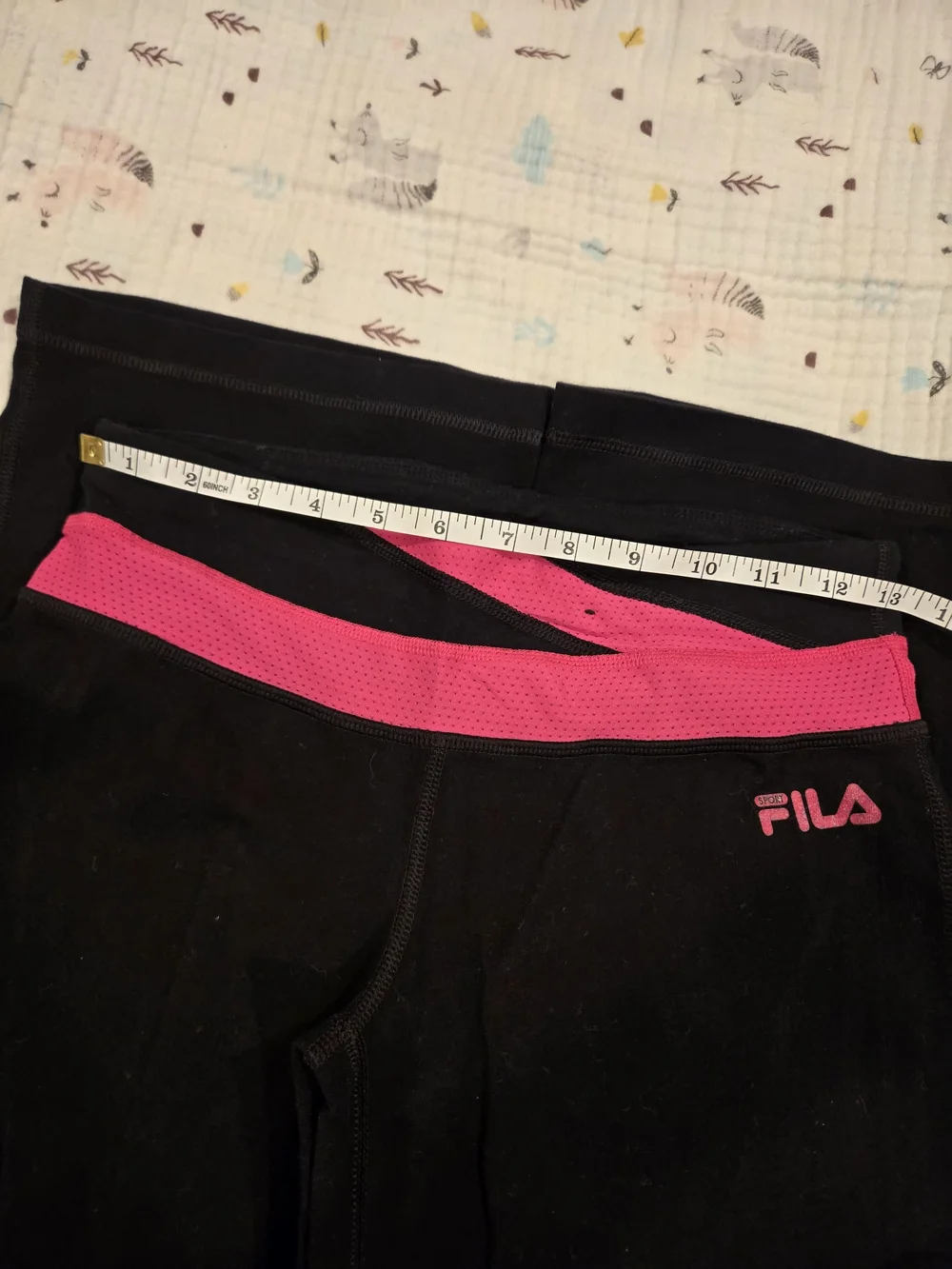 *FILA* Black Flare Leggings with Hot Pink Detail